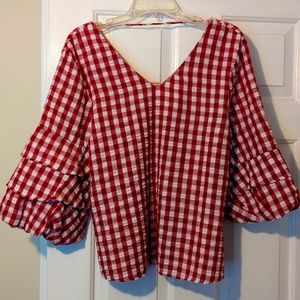 Red and white gingham top